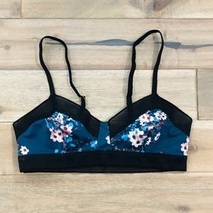 Sam Edelman Blue/Black Floral Microfiber Bralette